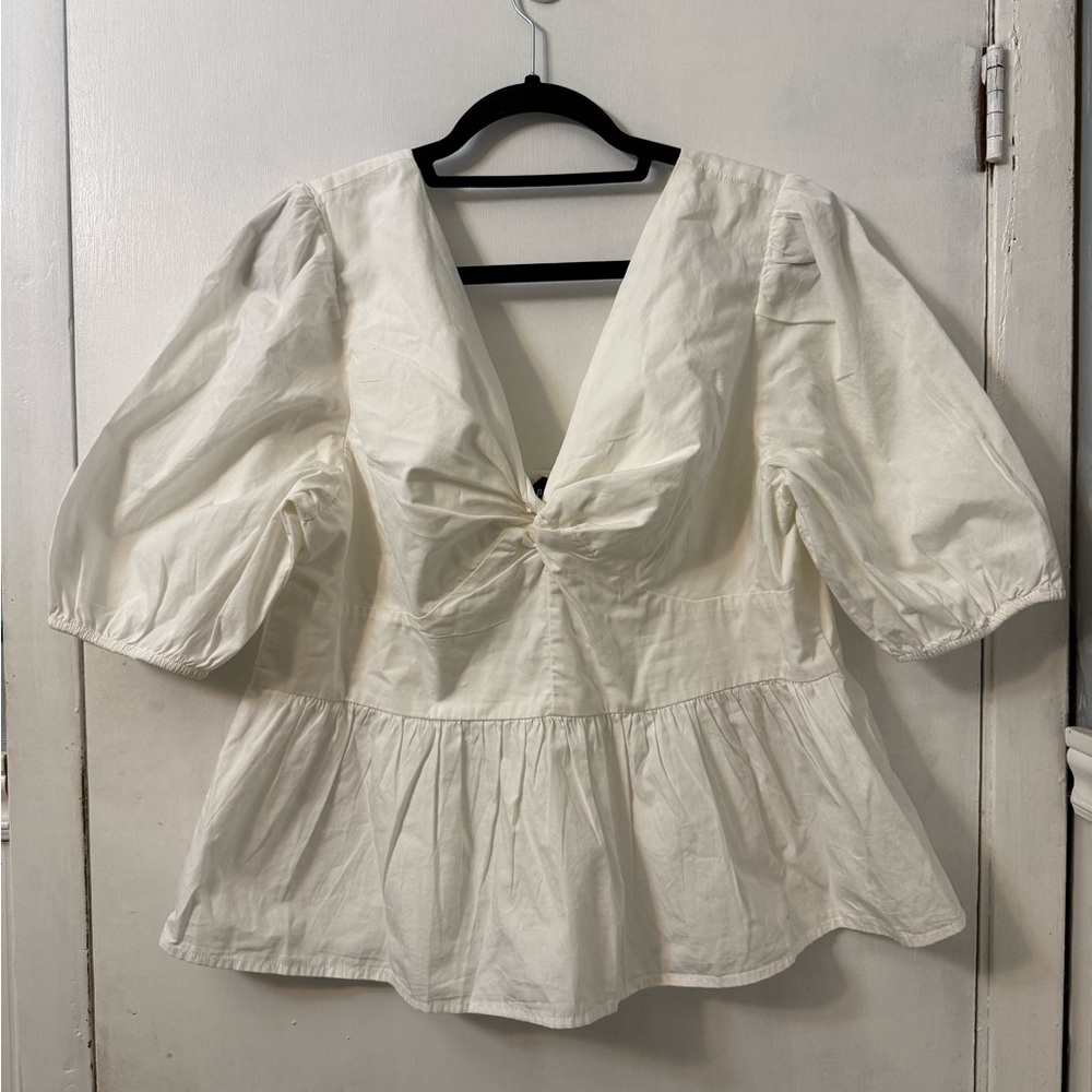 Gap White Puff Sleeve Top